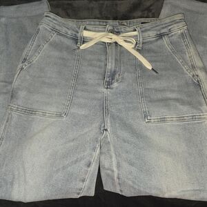 Women's Light Blue Judy Blue Jeans Joggers With Drawstring